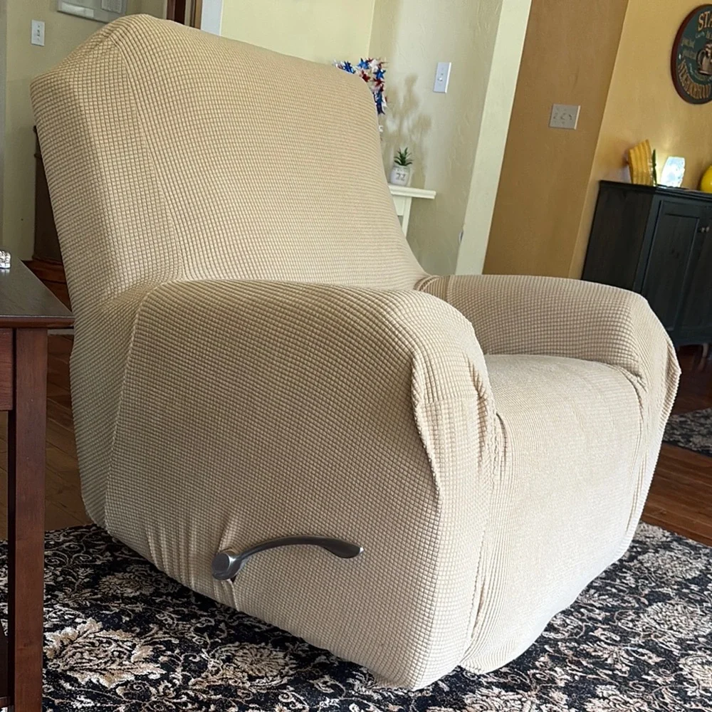 Oversized stretch Beige Recliner Slipcover
